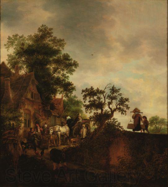 Isaac van Ostade Travellers Halting at an Inn Germany oil painting art